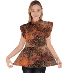 Abstraction 22 Ruffle Collar Short Sleeve Chiffon Top by bestdesignintheworld