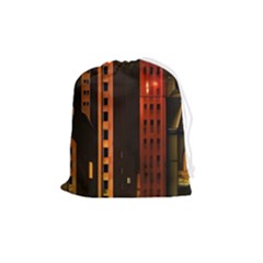 Sci-fi Futuristic Science Fiction City Neon Scene Artistic Technology Machine Fantasy Gothic Town Bu Drawstring Pouch (medium) by Posterlux