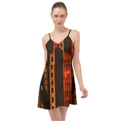 Sci-fi Futuristic Science Fiction City Neon Scene Artistic Technology Machine Fantasy Gothic Town Bu Summer Time Chiffon Dress by Posterlux