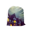 Village Moon Cloudy Historical Tudor Architecture Houses Town Night Windows City Drawstring Pouch (Large) View2