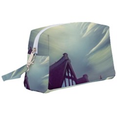 Village Moon Cloudy Historical Tudor Architecture Houses Town Night Windows City Wristlet Pouch Bag (large) by Posterlux