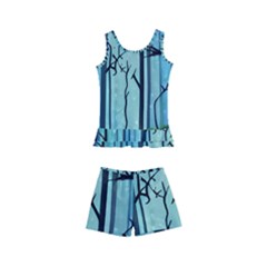 Nature Outdoors Night Trees Scene Forest Woods Light Moonlight Wilderness Stars Kids  Boyleg Swimsuit by Posterlux