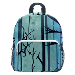 Nature Outdoors Night Trees Scene Forest Woods Light Moonlight Wilderness Stars Kids  Age 5-10 Lightweight School Backpack With Side Pockets by Posterlux