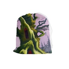 Outdoors Night Full Moon Setting Scene Woods Light Moonlight Nature Wilderness Landscape Drawstring Pouch (large) by Posterlux