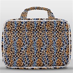 Blue Brown Leopard Travel Toiletry Bag With Hanging Hook by DinkovaArt