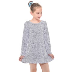 Light Grey Snake Kids  Long Sleeve Dress by DinkovaArt