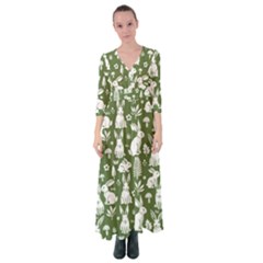 Easter Bunny Pattern Button Up Maxi Dress by Valentinaart