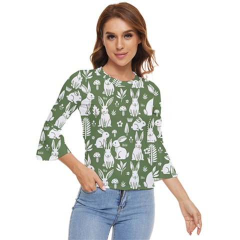 Easter Bunny Pattern Bell Sleeve Top by Valentinaart