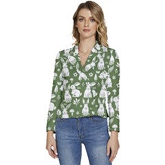 Easter Bunny Pattern Women s Long Sleeve Revers Collar Cropped Jacket by Valentinaart