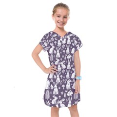 Easter Bunny Pattern Kids  Drop Waist Dress by Valentinaart