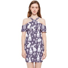 Easter Bunny Pattern Shoulder Frill Bodycon Summer Dress by Valentinaart