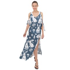 Easter Bunny Pattern Maxi Chiffon Cover Up Dress by Valentinaart