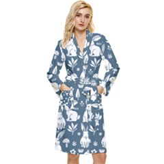 Easter Bunny Pattern Long Sleeve Velvet Robe by Valentinaart