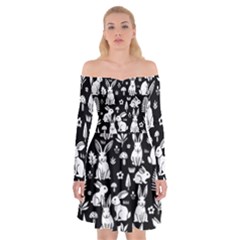 Easter Bunny Pattern Off Shoulder Skater Dress by Valentinaart