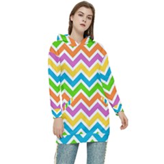 Chevron Pattern Design Texture Women s Long Oversized Pullover Hoodie by Anend