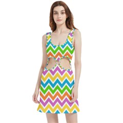 Chevron Pattern Design Texture Velour Cutout Dress by Anend