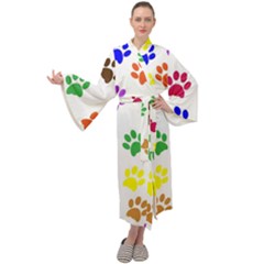 Pawprints Paw Prints Paw Animal Maxi Velvet Kimono by Anend