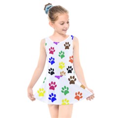 Pawprints Paw Prints Paw Animal Kids  Skater Dress Swimsuit by Anend