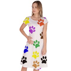 Pawprints Paw Prints Paw Animal Classic Short Sleeve Dress by Anend