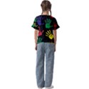 Handprints Hand Print Colourful Kids  Cuff Sleeve Scrunch Bottom T-Shirt View2