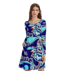Trippy Dippy Bears Blue Dancing Greatful Dead Skull Steal Your Face Long Sleeve Knee Length Skater Dress With Pockets by Salmanaz77