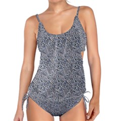 Blue Black Snake Pattern Tankini Set by DinkovaArt