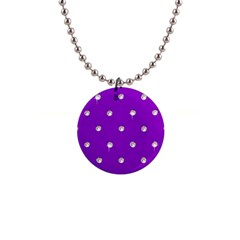 Royal Purple And Silver Bead Bling Mini Button Necklace by artattack4all