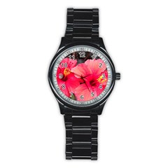 Red Hibiscus Sport Metal Watch (black) by ADIStyle