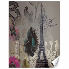 Floral Vintage Paris Eiffel Tower Art Canvas 18  X 24  (unframed) by chicelegantboutique