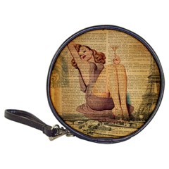 Vintage Newspaper Print Pin Up Girl Paris Eiffel Tower Cd Wallet by chicelegantboutique