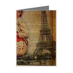  Vintage Newspaper Print Pin Up Girl Paris Eiffel Tower Funny Vintage Retro Nurse  Mini Greeting Card by chicelegantboutique