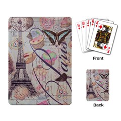 French Pastry Vintage Scripts Floral Scripts Butterfly Eiffel Tower Vintage Paris Fashion Playing Cards Single Design by chicelegantboutique