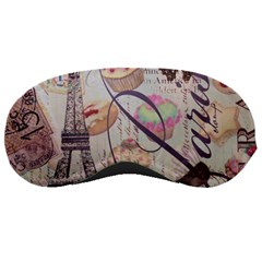 French Pastry Vintage Scripts Floral Scripts Butterfly Eiffel Tower Vintage Paris Fashion Sleeping Mask by chicelegantboutique