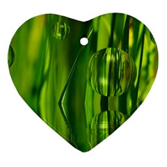Green Bubbles  Heart Ornament by Siebenhuehner