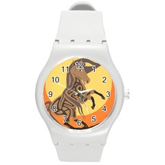 Embracing The Moon Plastic Sport Watch (medium) by twoaboriginalart