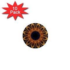 Yellow Purple Lotus Mandala 1  Mini Button Magnet (10 Pack) by Zandiepants