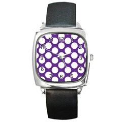 Purple Polkadot Square Leather Watch by Zandiepants