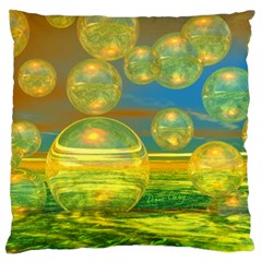 Golden Days, Abstract Yellow Azure Tranquility Large Cushion Case (single Sided)  by DianeClancy