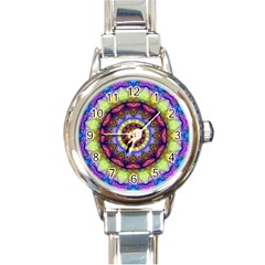 Rainbow Glass Round Italian Charm Watch by Zandiepants