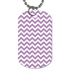 Lilac And White Zigzag Dog Tag (one Sided) by Zandiepants