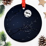 Night Birds and Full Moon Round Ornament Front