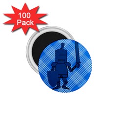 Blue Knight On Plaid 1 75  Button Magnet (100 Pack) by StuffOrSomething