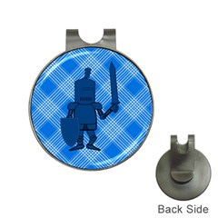 Blue Knight On Plaid Hat Clip With Golf Ball Marker by StuffOrSomething