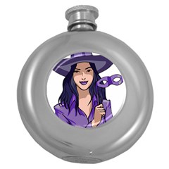 Purple Witch Hip Flask (round) by FunWithFibro