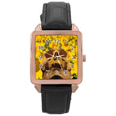 Sunflowers Rose Gold Leather Watch  by icarusismartdesigns