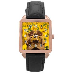 Sunflowers Rose Gold Leather Watch  by icarusismartdesigns