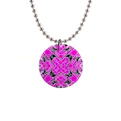 Bling Pink Black Kieledescope  Button Necklace by OCDesignss