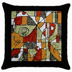 Multicolored Abstract Tribal Print Black Throw Pillow Case by dflcprints