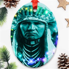 Magical Indian Chief Oval Ornament (two Sides) by icarusismartdesigns