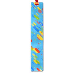 Colorful Shapes On A Blue Background Large Book Mark by LalyLauraFLM